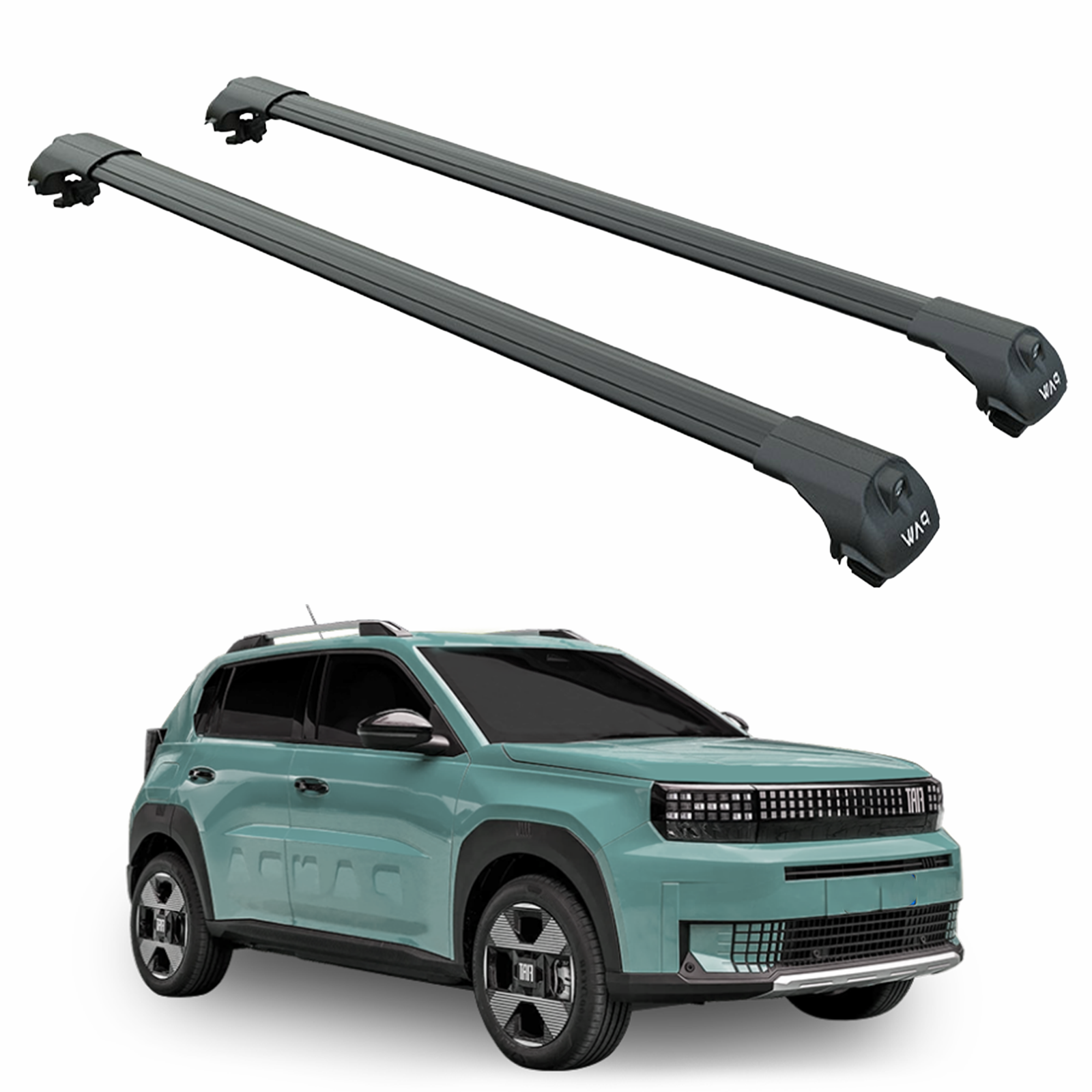 For Fiat Grande Panda Roof Rack Cross Bar Raised Rail Black For Fiat Grande Panda Roof Rack Cross Bar Raised Rail Black